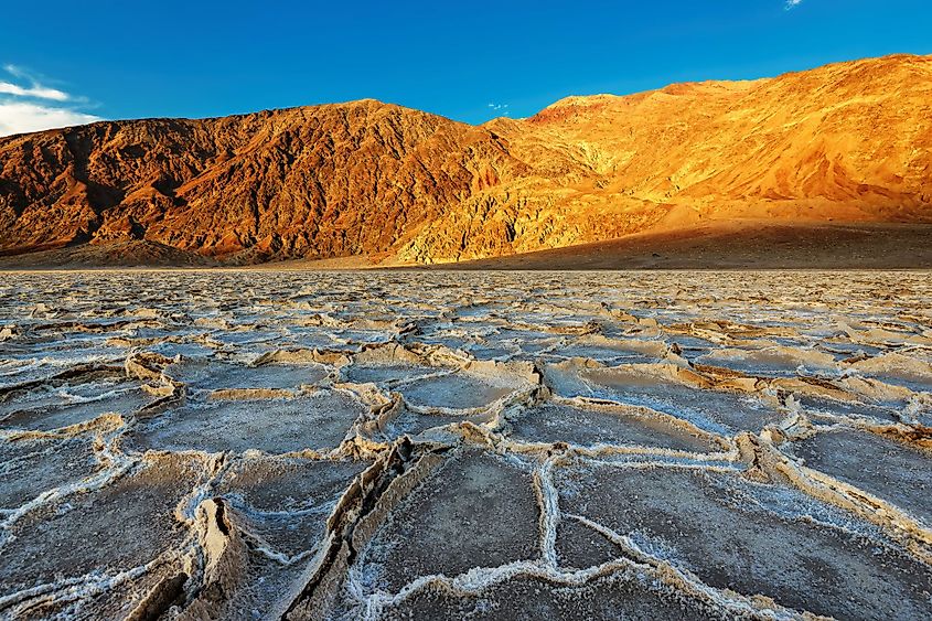 Badwater Basin at sunset, Death Valley National Park, California