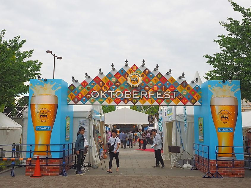 Oktoberfest entrance gate landscape odaiba area in Tokyo, Japan, via oasis2me / Shutterstock.com