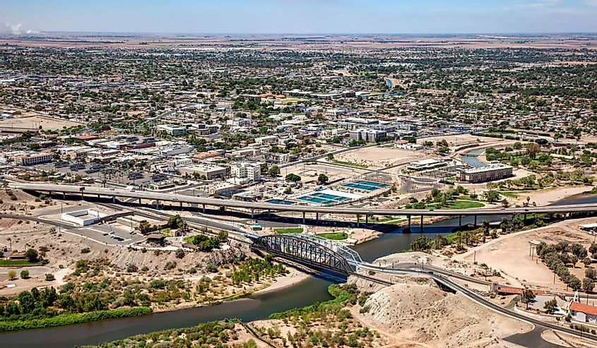 Downtown Yuma, Arizona aerial view