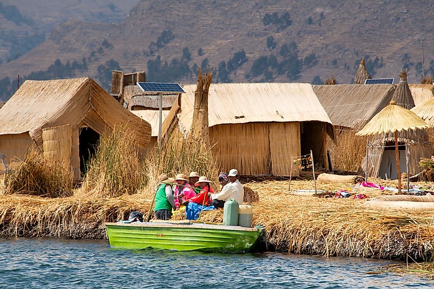 The floating and tourist Islands of lake Titicaca Puno Peru South America. Editorial credit: EL_Images / Shutterstock.com