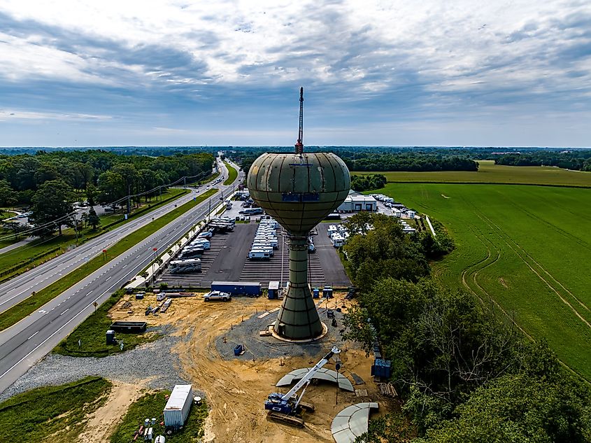 Aerial view of Smyrna, Delaware.