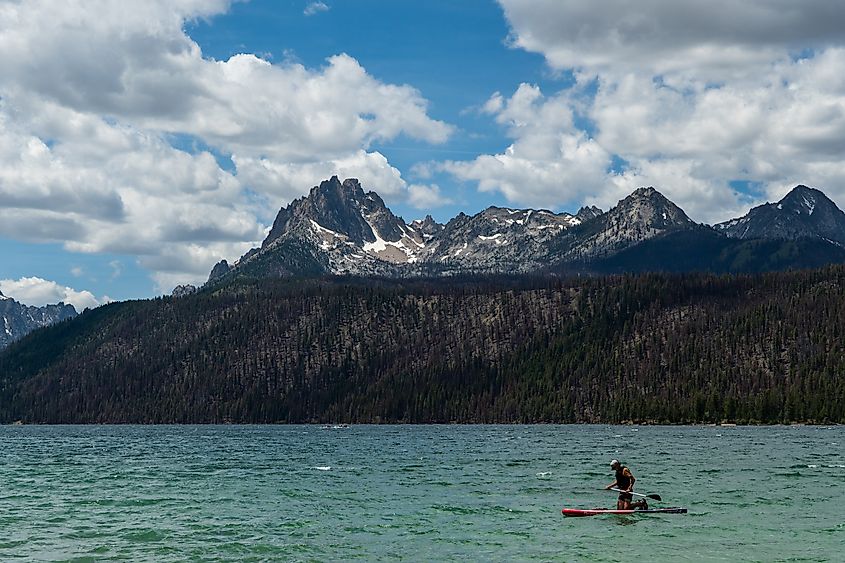 The scenic Redfish Lake, Idaho, with the Sawtooth Mountains rising in the background