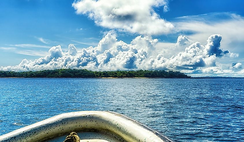 Tropical Caribbean island part of the Pearl islands, Panama