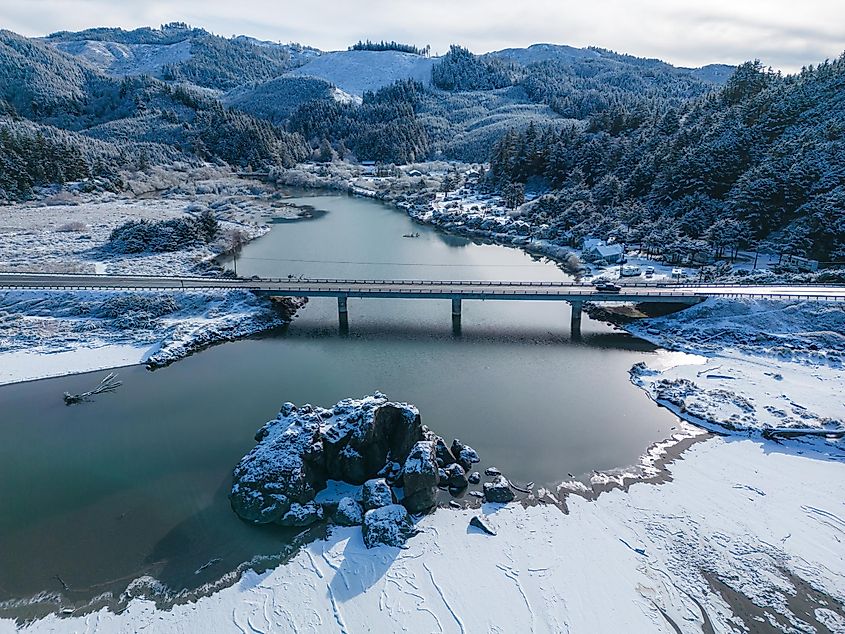 Winter scene in Brookings, Oregon.