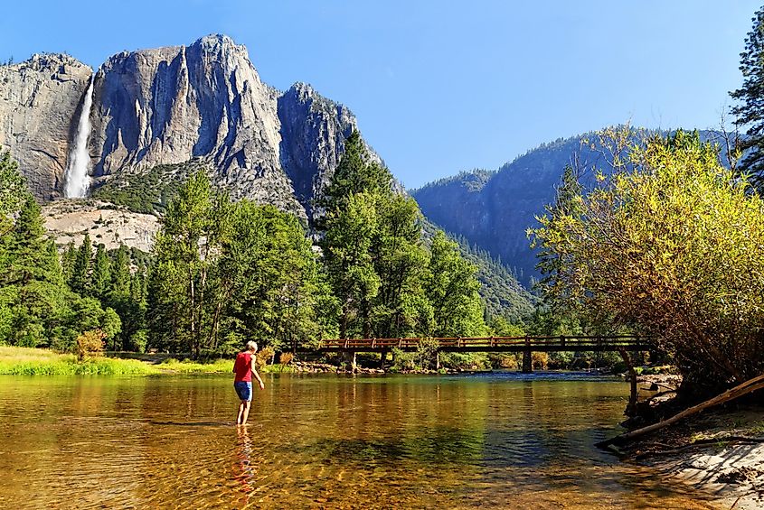 Merced River in Yosemite National Park on a beautiful day