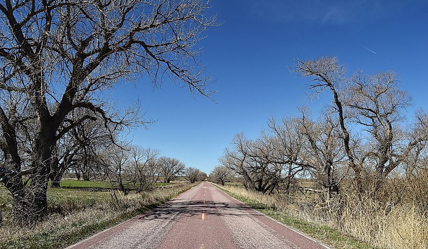 Empty road in Torrington, Wyoming.