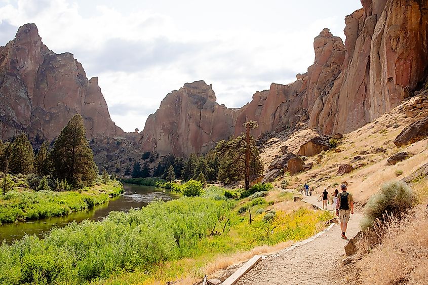 Visitors on the trail at Smith Rock State Park in Oregon. 