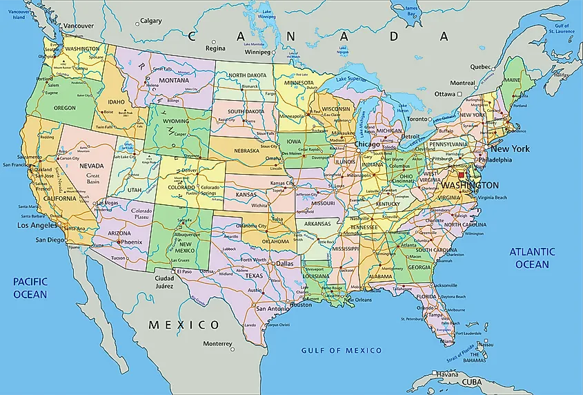 political map of usa