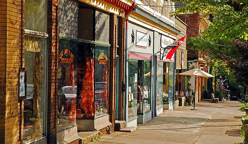 Boutiques and independent stores populate the charming historic downtown Cold Spring, New York.