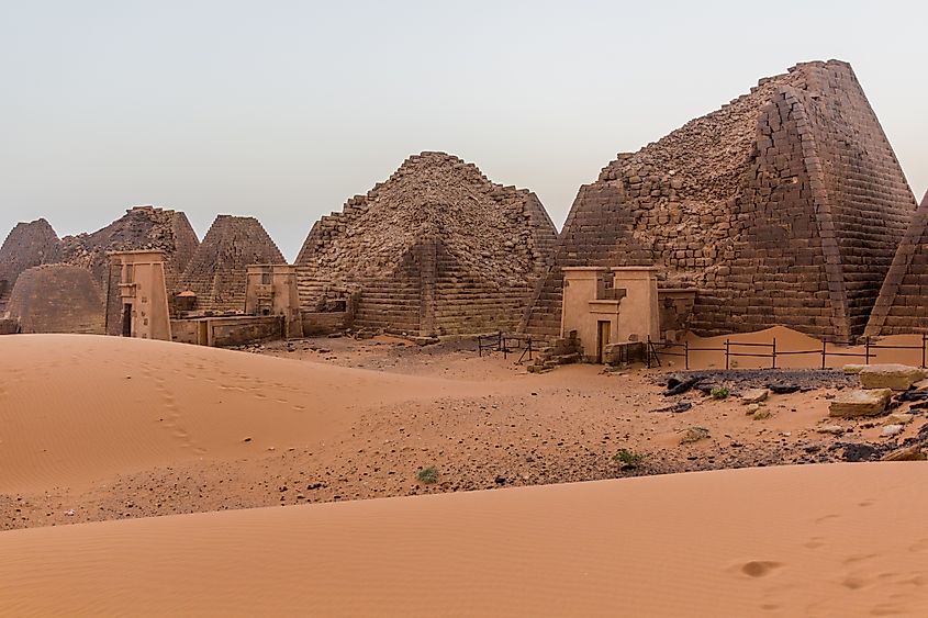 The pyramids of Meroe in the Sahara of Sudan