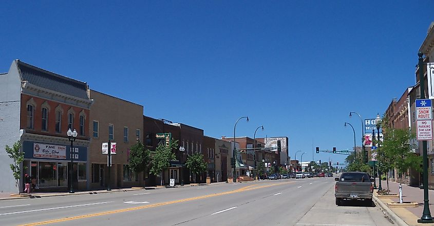 Main Street in Marshall, Minnesota, USA.