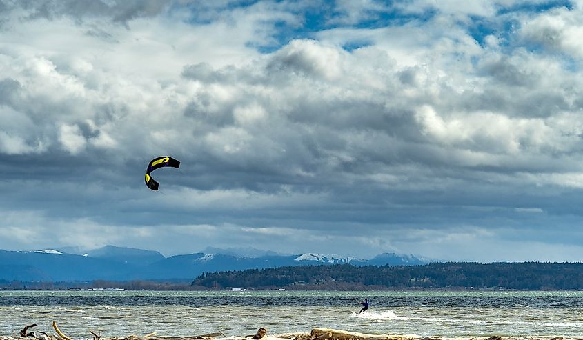 Kite surfer near Port Susan, Camano Island. 