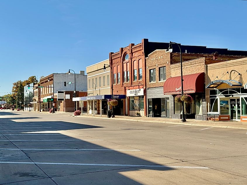Street view in the town of Algona, Iowa.