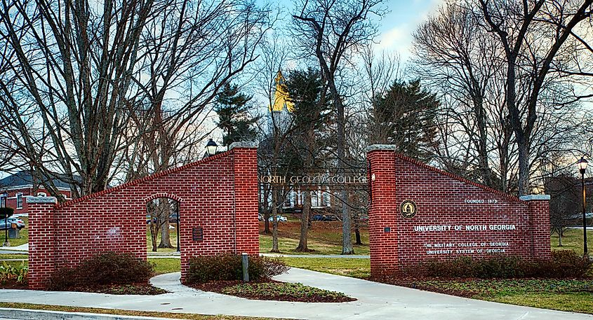  Entrance to the University of North Georgia in Dahlonega, Georgia.