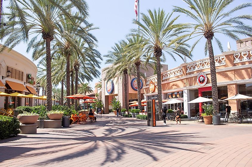 Irvine, California: A view of a plaza area inside the Irvine Spectrum