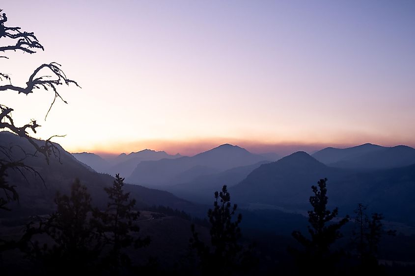 Sunset in Methow Valley, near Winthrop, Washington.