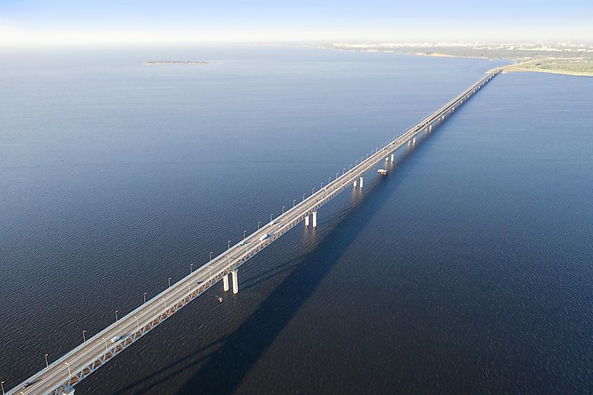 Aerial view of the President Bridge in Russia.