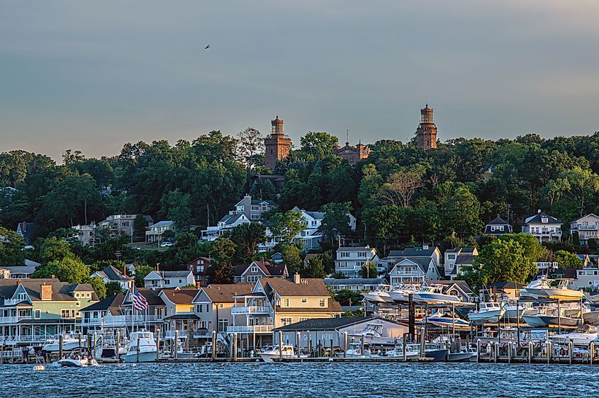 Marina below the Twin Lights Lighthouse in Highlands, New Jersey. Image credit Andrew F. Kazmierski via Shutterstock
