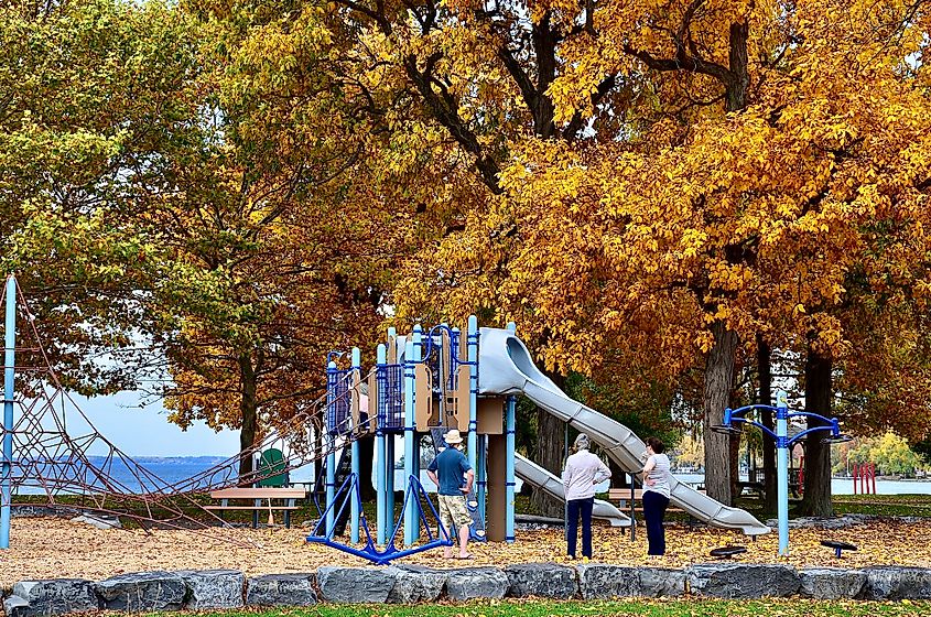 Long Point State Park on lakeshore of Cayuga Lake, New York. 