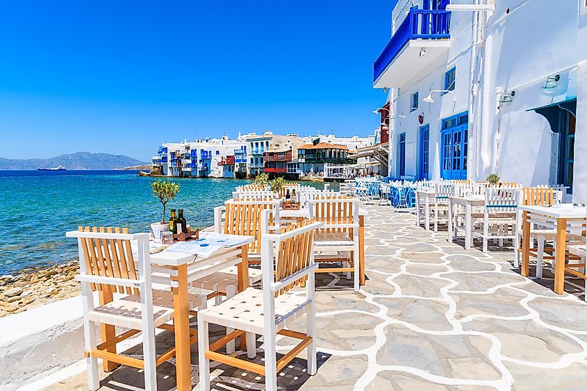 Little Venice part of Mykonos town, Mykonos island, Greece