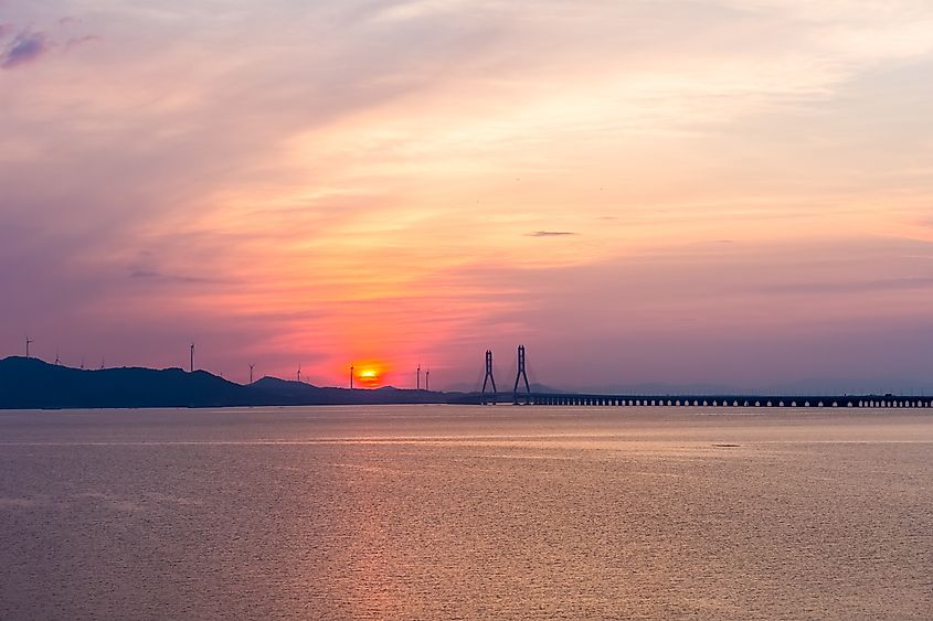 View of Poyang Lake in China.
