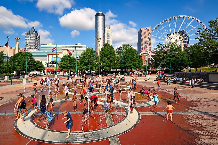 Children play at Centennial Olympic Park 