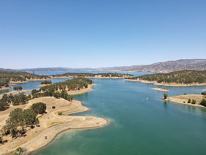 Aerial View from Lake Berryessa, largest lake in Napa County, California.