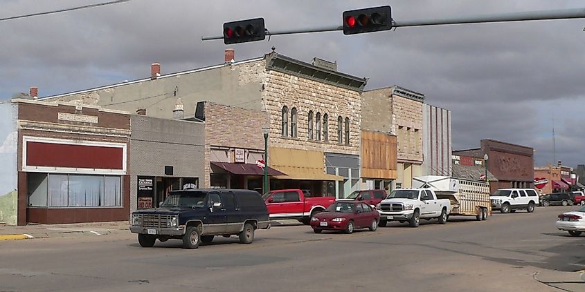 Downtown Valentine, Nebraska: west side of Main Street, looking northwest from about 2nd Street