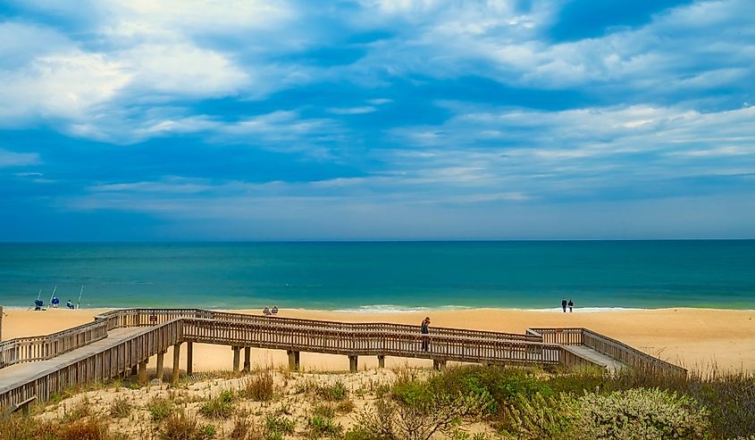 People enjoying the Delaware coast near Bethany Beach in Spring.