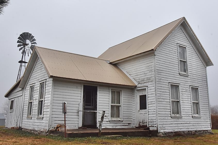 The John Waggoner House located within the Albany Historical Society Museum property near Sabetha, Kansas is composed of the original 1889 farmhouse.