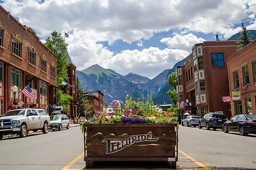 The beautiful downtown of Telluride, Colorado.