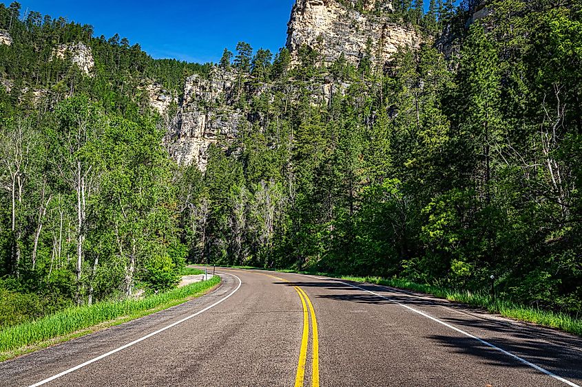 Spearfish Canyon Scenic Byway in Spearfish, South Dakota. 