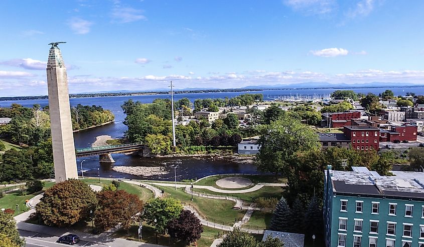 Plattsburgh New York Monument Aerial