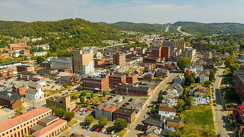 Buildings Homes and Streets in the downtown city center area of Clarksburg