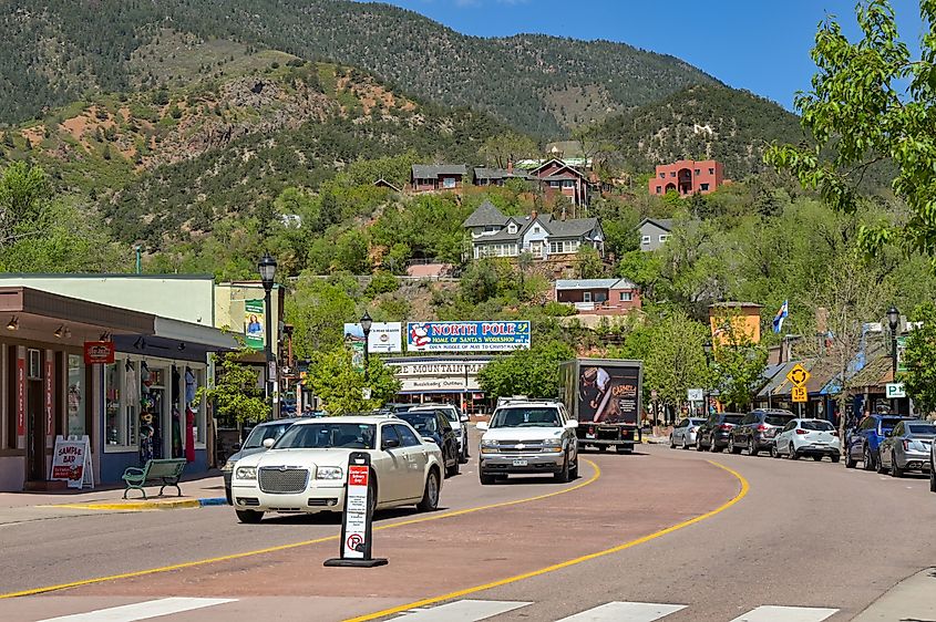 The main street in Manitou Springs, Colorado