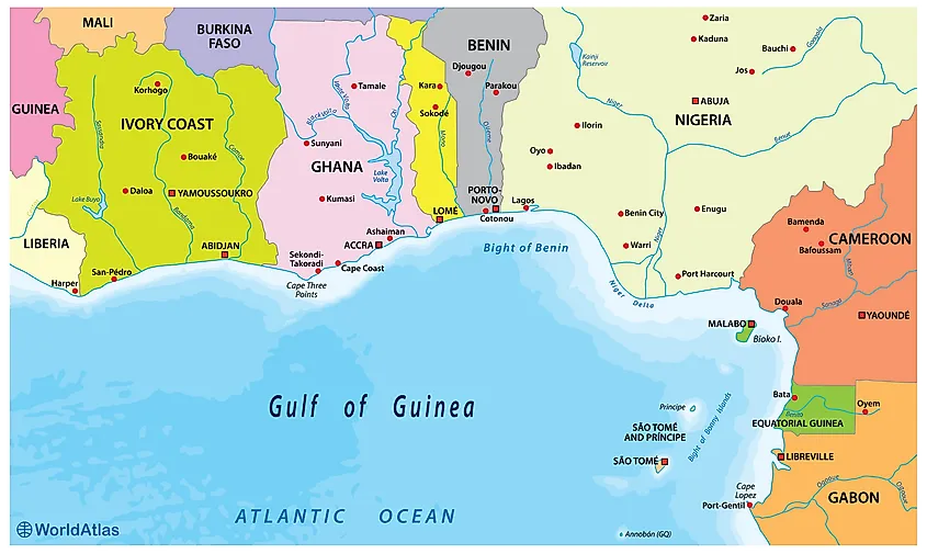 Map showing the Gulf of Guinea