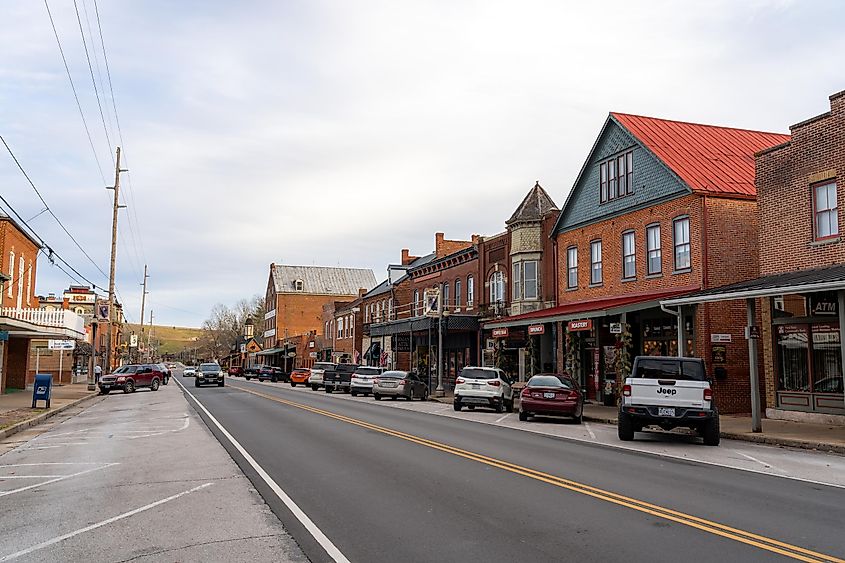 Downtown businesses in Hermann, Missouri.