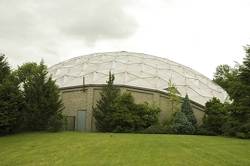 The dome of the Dinosaur State Park building in Connecticut.