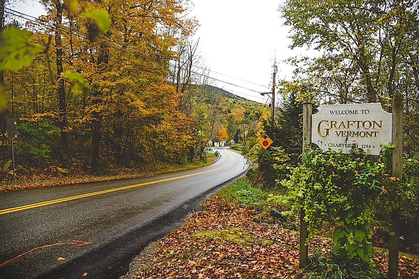 The highway running through Grafton, Vermont.