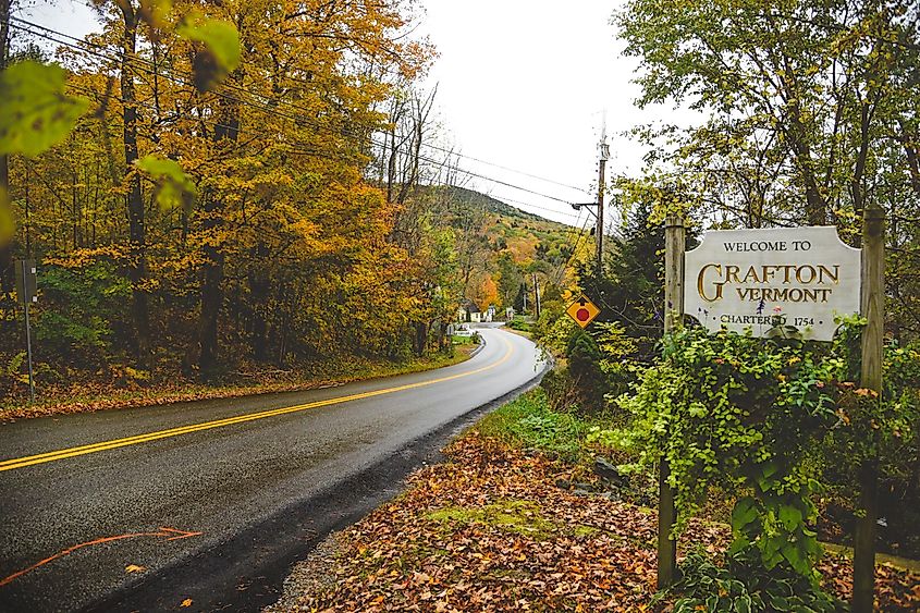 The highway running through Grafton, Vermont.