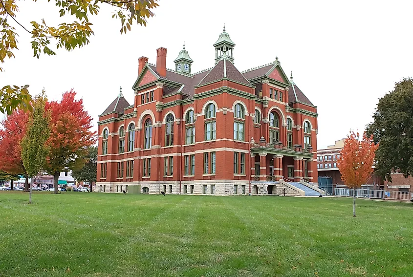 The historic courthouse building in Ottawa, Kansas.