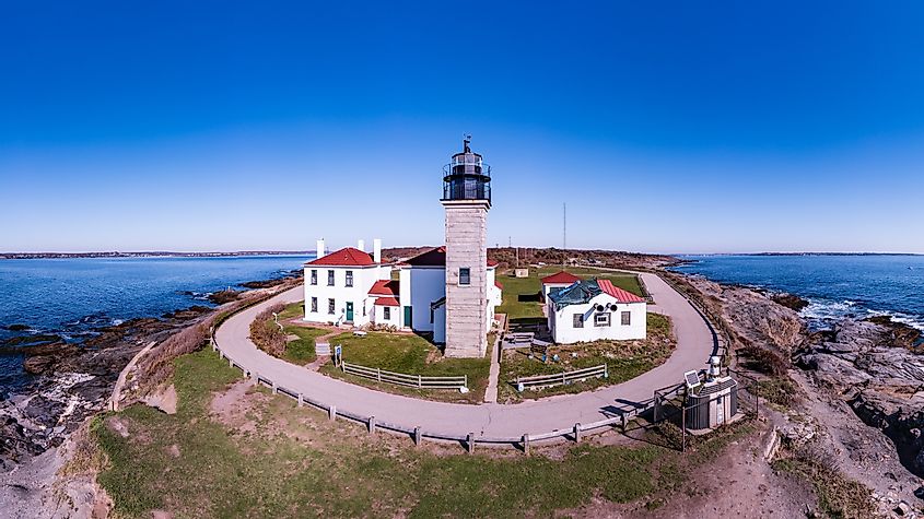 The Beavertail Lighthouse in Jamestown, Rhode Island.