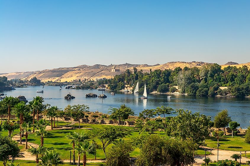 The Nile River flowing through Egypt.