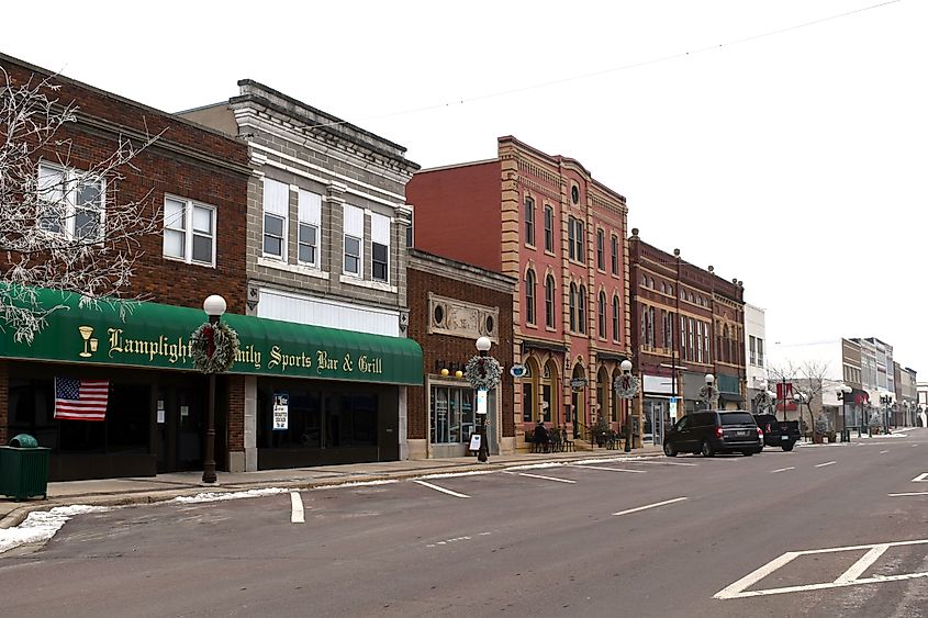 Historic buildings on German Street in New Ulm, Minnesota