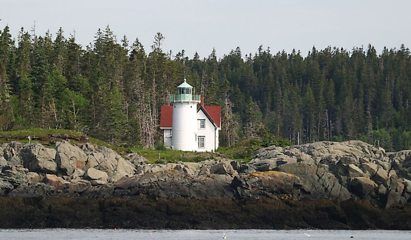 Small Lighthouse in Cutler Harbor on the Northern Bold Coast of Maine