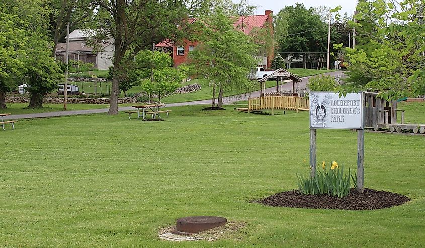 Rocheport Children's Park Sign in Rocheport, Missouri.
