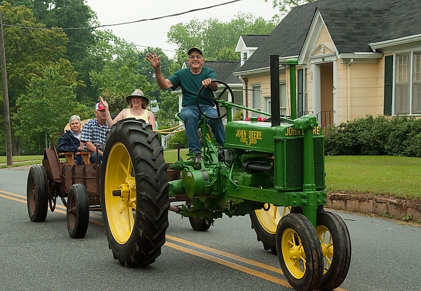 John Deere tractor at Marigold Festival parade, Winterville, Georgia.