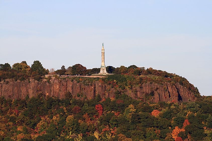East Rock and the Soldiers and Sailors Monument in New Haven, Connecticut