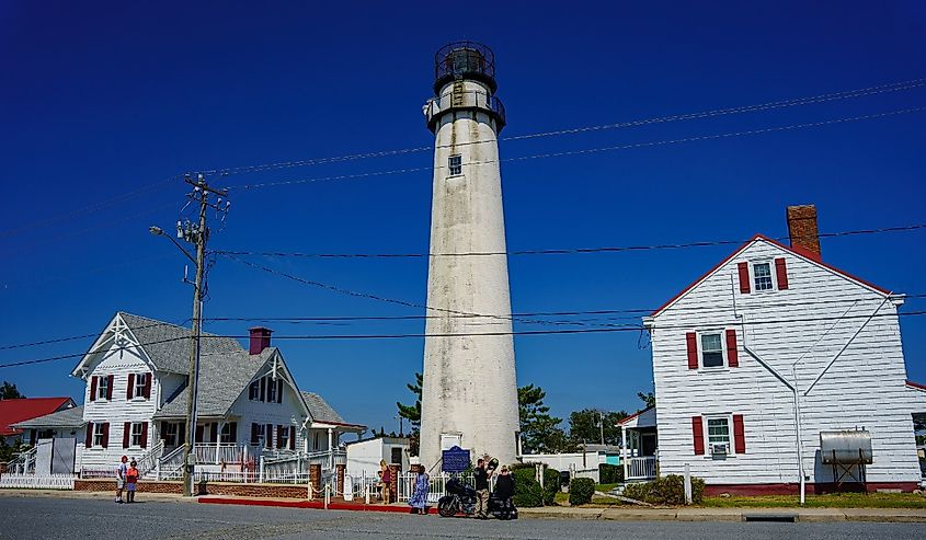 The Fenwick Island Lighthouse is in Delaware at the Maryland and Delaware Border along the Atlantic Coast.