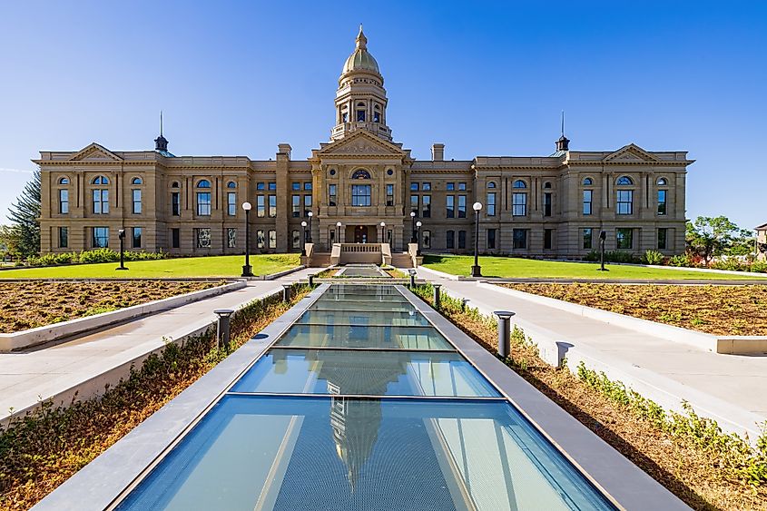 Sunny view of the Wyoming State capitol building at Cheyenne, Wyoming
